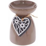 Eden Keramická aroma lampa s dřevěným srdcem - Šedá – Zboží Mobilmania