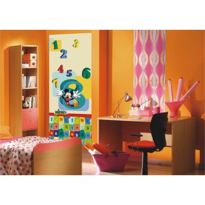 AG Design FTDNV-5413 Dětská vliesová fototapeta Mickey Mouse a čísla rozměry 90 x 202 cm – Zboží Mobilmania