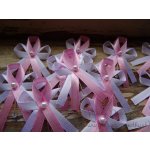 Svatební vývazek s perličkou - bílá / růžová 94 – Sleviste.cz