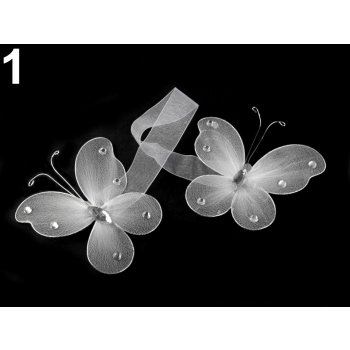 Magnetická spona na závěs motýl 7,5x8 cm bílá 4ks