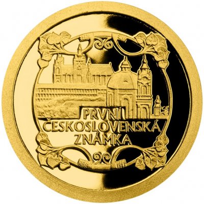Česká mincovna zlatá mince Vydání první Československé známky 0,5 g