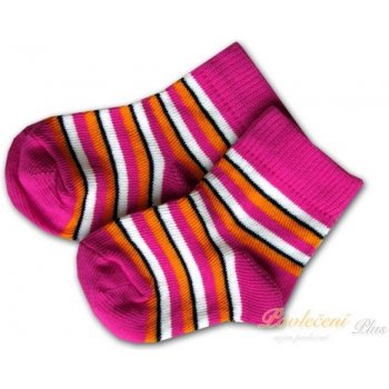 Nepon Dětské bavlněné ponožky Proužek růžovo oranžový