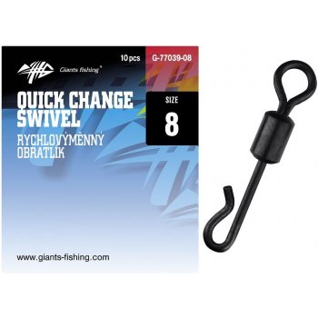 Giants Fishing Rychlovýměnný Obratlík Quick Change Swivel Velikost 8 Nosnost 25 kg 10 ks