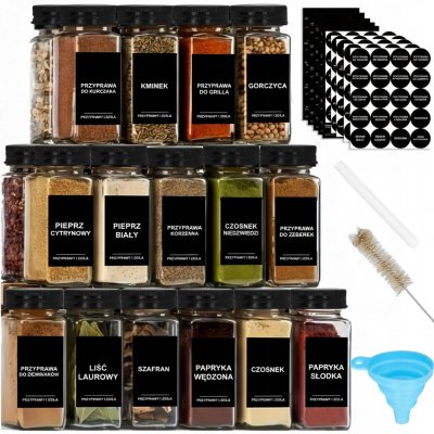 Cadro Zavařovací Sklenička na koření skleněná černá 120 ml x 24 ks – Zboží Mobilmania