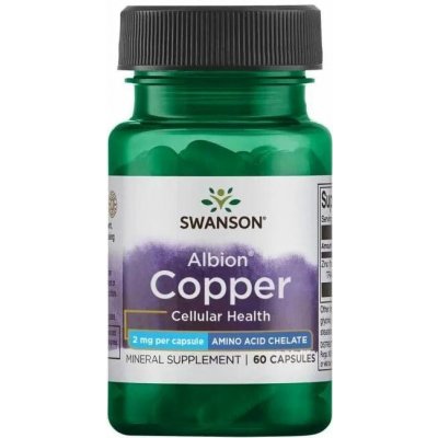 Swanson Albion Chelated Copper měď v chelátové vazbě 2 mg 60 kapslí – Hledejceny.cz