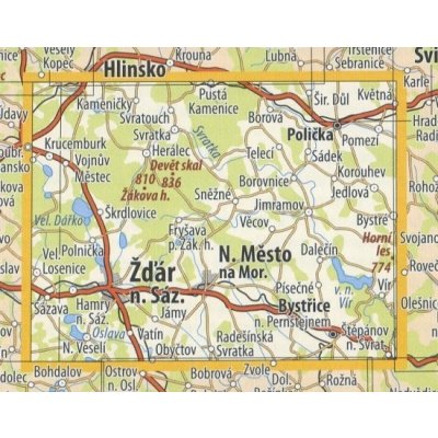KČT 48 Žďárské vrchy - nástěnná turistická mapa 90 x 60 cm Varianta: mapa v dřevěném rámu, Provedení: Ticiago černý – Hledejceny.cz