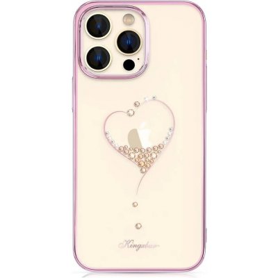 Pouzdro Kingxbar Wish Series silikonové s original Swarovski crystals na iPhone 14 PRO 6.1" růžové