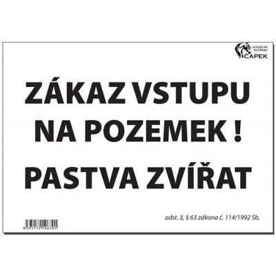 Výstražná cedulka PASTVA ZVÍŘAT – Hledejceny.cz