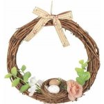 Věnec s hnízdem a hnědou mašlí 20 cm – Zboží Dáma