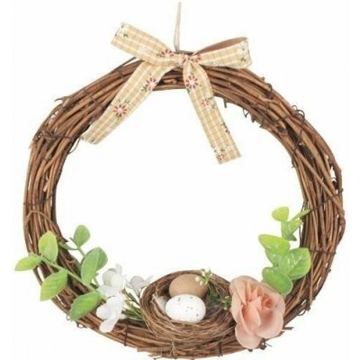 Věnec s hnízdem a hnědou mašlí 20 cm – Zboží Dáma