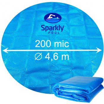 Sparkly POOL Kruhová solární plachta na bazén 200mic - 4,6 m, modrá průhledná