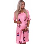 Motýlí kojící noční košilka dvojpropínací na knoflíky 1C3674 růžová – Sleviste.cz