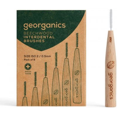 Georganics mezizubní kartáček z bukového dřeva ISO 2 / 0,5 mm 6 ks – Zboží Dáma
