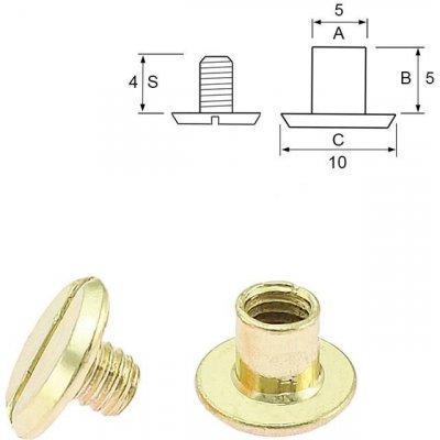 Pro Háčkování Nýt šroubovací 5 mm, Ø 5 mm zlatý Počet: 1 ks – Zboží Dáma