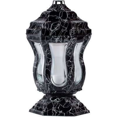 Hřbitovní lucerna 45cm vklad 120g 38h. efekt mramor, černá – Zboží Dáma