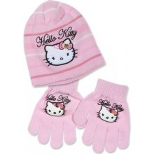 Sanrio Dívčí komplet Hello Kitty čepice a rukavice Růžová
