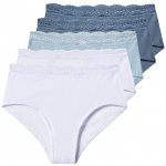 esmara Dámské kalhotky s vysokým pasem s BIO bavlnou 5 kusů modrá bílá – Zboží Dáma