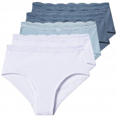 esmara Dámské kalhotky s vysokým pasem s BIO bavlnou 5 kusů modrá bílá – Zboží Dáma