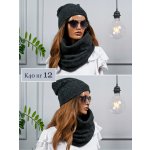 Fashionweek Moderni zimní set čepice a šála FAN01/K40 grafitová – Zboží Mobilmania