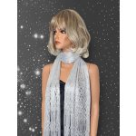 Dámská slavnostní bílá šála se stříbrnou – Sleviste.cz