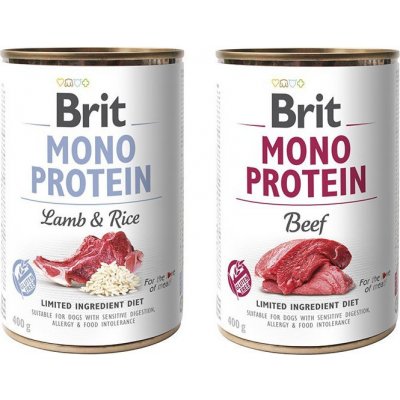 Brit Mono Protein Lamb & Rice 12 x 400 g a Brit Mono Protein Beef 12 x 400 g