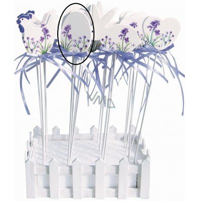 Zápich dřevěný s levandulovým dekorem Vajíčko cca 5 cm + špejle – Zboží Dáma