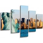 Obraz 5D pětidílný - 150 x 100 cm - New York Manhattan statue de la Liberté New York Manhattan socha de Liberté – Zboží Mobilmania
