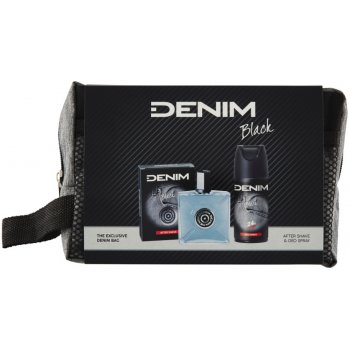 Denim Black voda po holení pro muže 100 ml + deospray 150 ml + kosmetická taška dárková sada