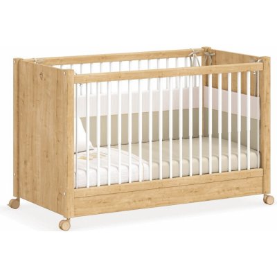 Čilek Postýlka na kolečkách 60x120 cm dub – Zboží Mobilmania