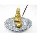 Mani Bhadra Stojánek na vonné tyčinky Zlatý thajský Buddha šedá kulatý – Zboží Dáma