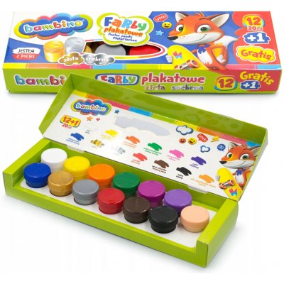 Bambino temperové barvy 20 ml 12 barev, včetně zlaté a stříbrné – Hledejceny.cz