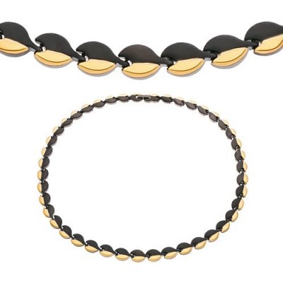 Šperky eshop Magnetický z chirurgické oceli oblé články černé a zlaté barvy Z47.17 – Zboží Mobilmania