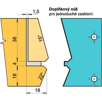 RH+ Fréza na okenní křídlo SK -DITHERM, IZOL.D250 - Doplňkový nůž pro jednoduché zasklení – Zboží Mobilmania