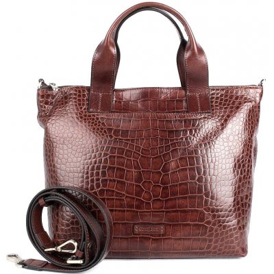 Gianni Conti Luxusní velká kožená shopperbag kabelka do ruky 14 hnědá – Zboží Mobilmania