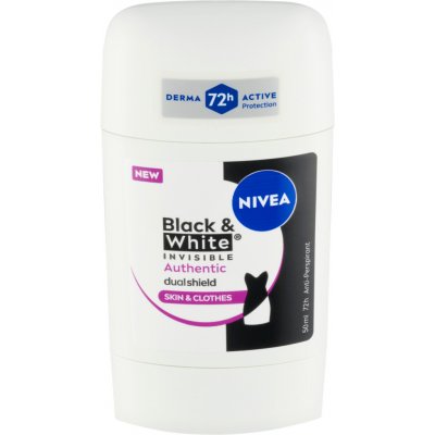 NIVEA Black & White Authentic tuhý antiperspirant 72h 50 ml – Zboží Mobilmania