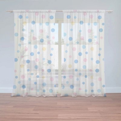 Záclony Barevné puntíky na bílé: 2 ks - 150x250 cm - Sablio – Hledejceny.cz