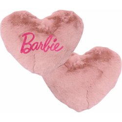 CurePink Polštář ve tvaru srdce Barbie Hlavní růžové logo 30 x 30