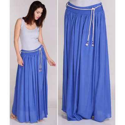 Fashionweek dlouhá maxi letní sukně ze vzdušného materiálu+pasek ZIZI278 modrá
