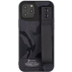 Pouzdro AppleMix TACTICAL Camo Apple iPhone 11 - látkové maskáč + poutko s néty - plastové / gumové - černé