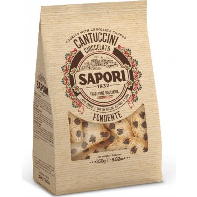 Sapori & Piaceri Sapori Cantuccini al Cioccolato Toskánské sušenky s tmavou čokoládou 250 g – Zboží Dáma