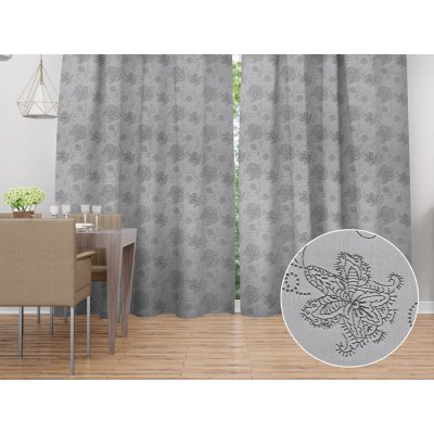 Biante Dekorační závěs TF-083 Květované ornamenty na šedém 150x190 cm – Hledejceny.cz