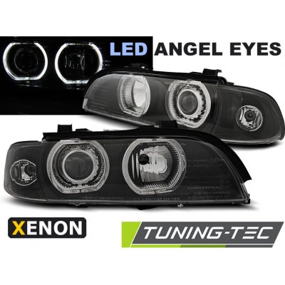 Přední světla s LED angel eyes BMW 5 E39 xenon D2S černá