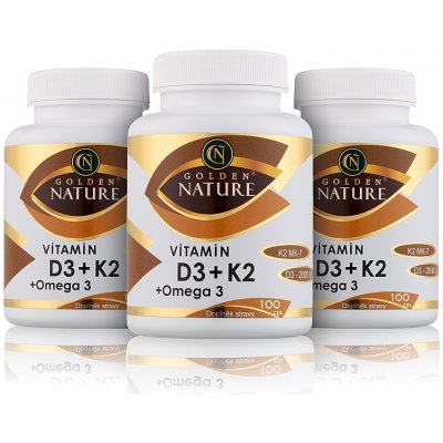 Golden Nature Vitamin D3+K2 MK-7+Omega 3 2+1 300 kapslí – Hledejceny.cz