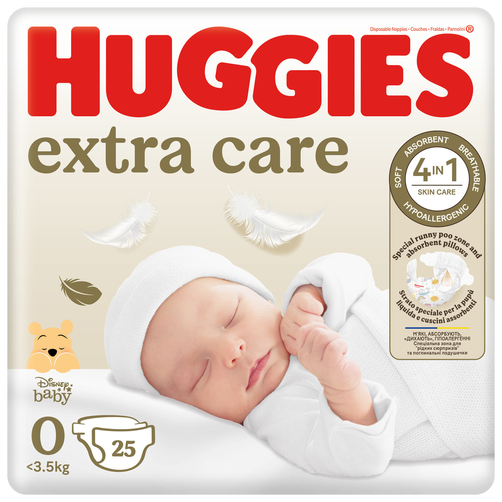 Huggies Extra Care 0 do 4 kg 25 ks