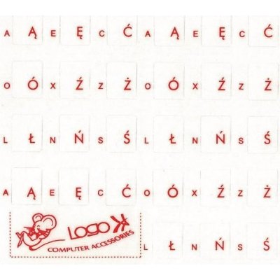 Přelepky LOGO na klávesnice, červené, polské, cena za 1 ks – Zboží Mobilmania