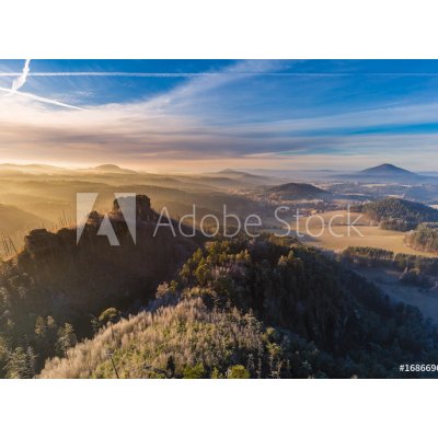 WEBLUX 168669647 Samolepka fólie Autumn sunrise over Jetrichovice Podzimní východ slunce nad Jetřichovicemi, nádherná krajina, České Švýcarsko, Česká republika, rozměry 100 x 73 cm – Zbozi.Blesk.cz