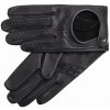 Rukavice, ochranné pomůcky Špongr Pánské kožené řidičské rukavice Austin černé s šedým lemováním
