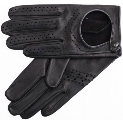 Špongr Pánské kožené řidičské rukavice Austin černé s šedým lemováním