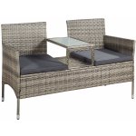 Juskys Polyratanový zahradní nábytek Monaco šedý melírovaný s tmavošedým matracem – Zboží Dáma