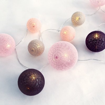 ACA Lighting LED girlanda textilní růžovo-šedé kuličky teplá bílá 2x baterie AA 210 cm IP20 – Sleviste.cz